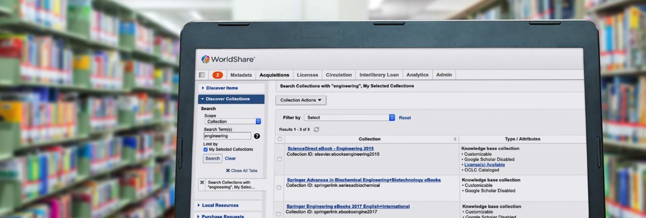 WMS on laptop screen in a library