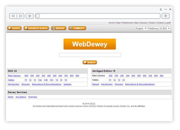 Schermen van WebDewey
