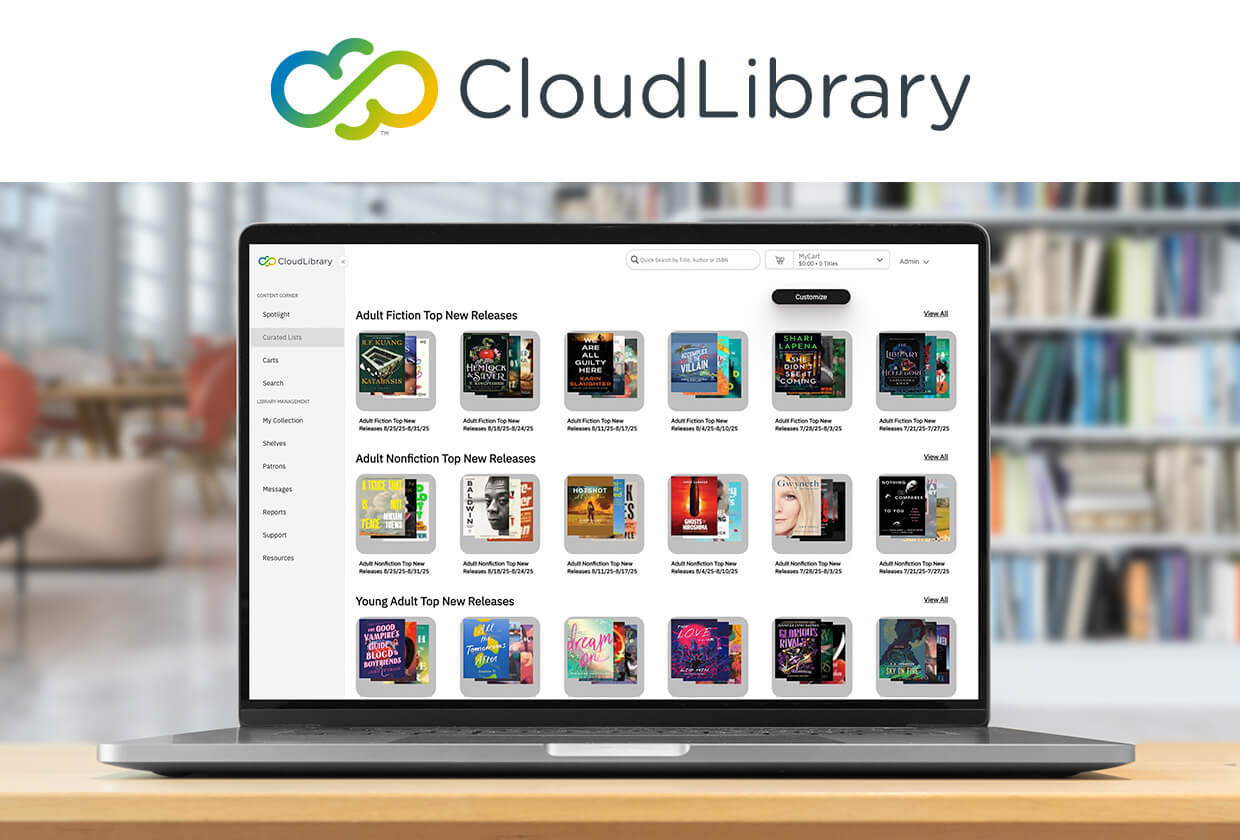 Illustration: CloudLibrary librarian interface on laptop