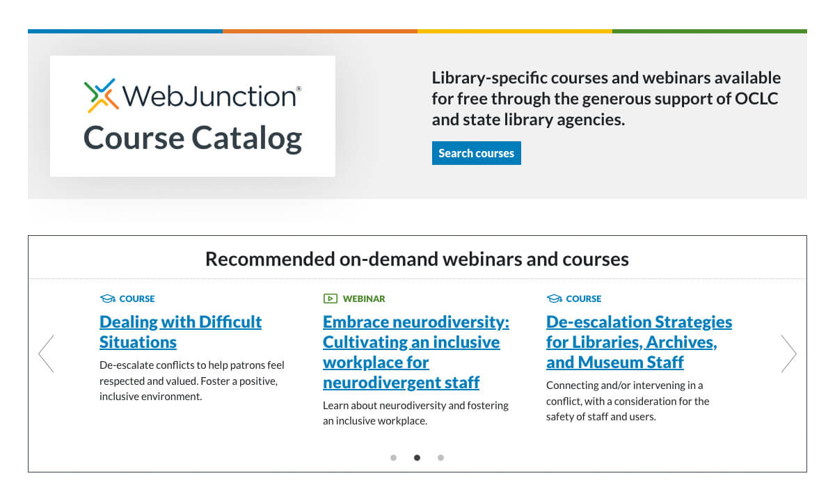 Illustration: WebJunction Course Catalog home page