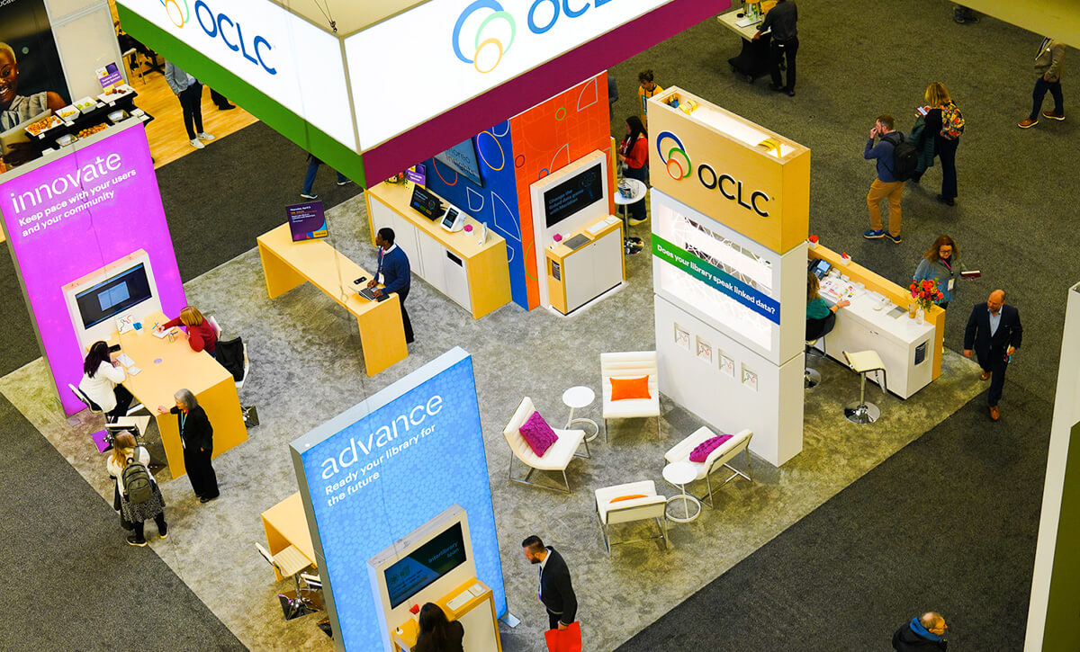 Photo: Overhead shot of OCLC ACRL booth