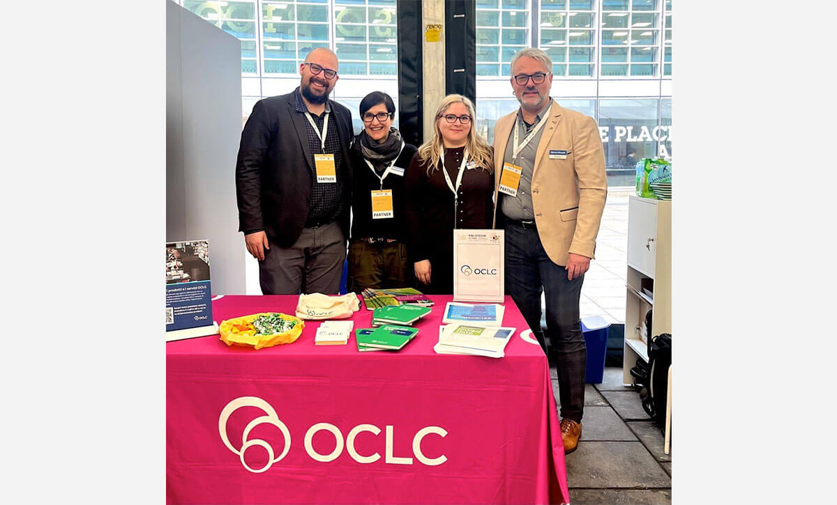 Photo: OCLC table at Stelline Conference/Bibliostar