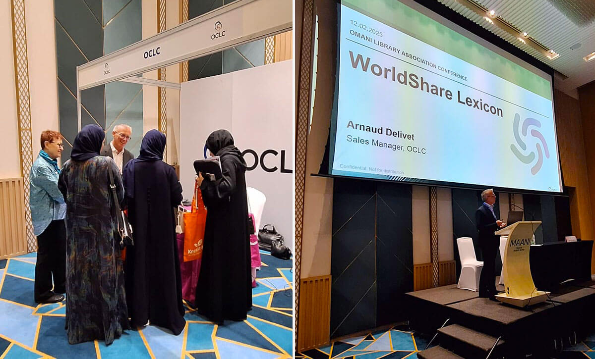 Photos: OCLC booth and presentation at Omani Library Association Meeting