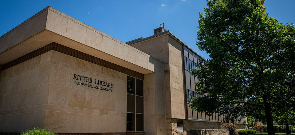 Ritter Library at Baldwin Wallace University, a modernist building with limestone siding