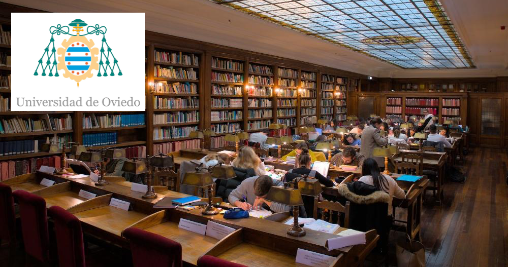 foto: Centrale Bibliotheek van de Universiteit van Oviedo, studenten aan studietafels