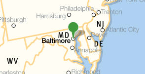 Map showing locaation of Goucher College