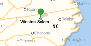 Map showing location of Moravian Music Foundation