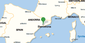 Kaart met daarop de locatie van het Institut Cartogràfic i Geològic de Catalunya