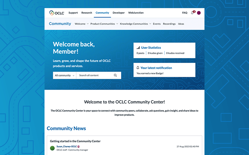 Ilustración: Página de inicio del Centro Comunitario de OCLC