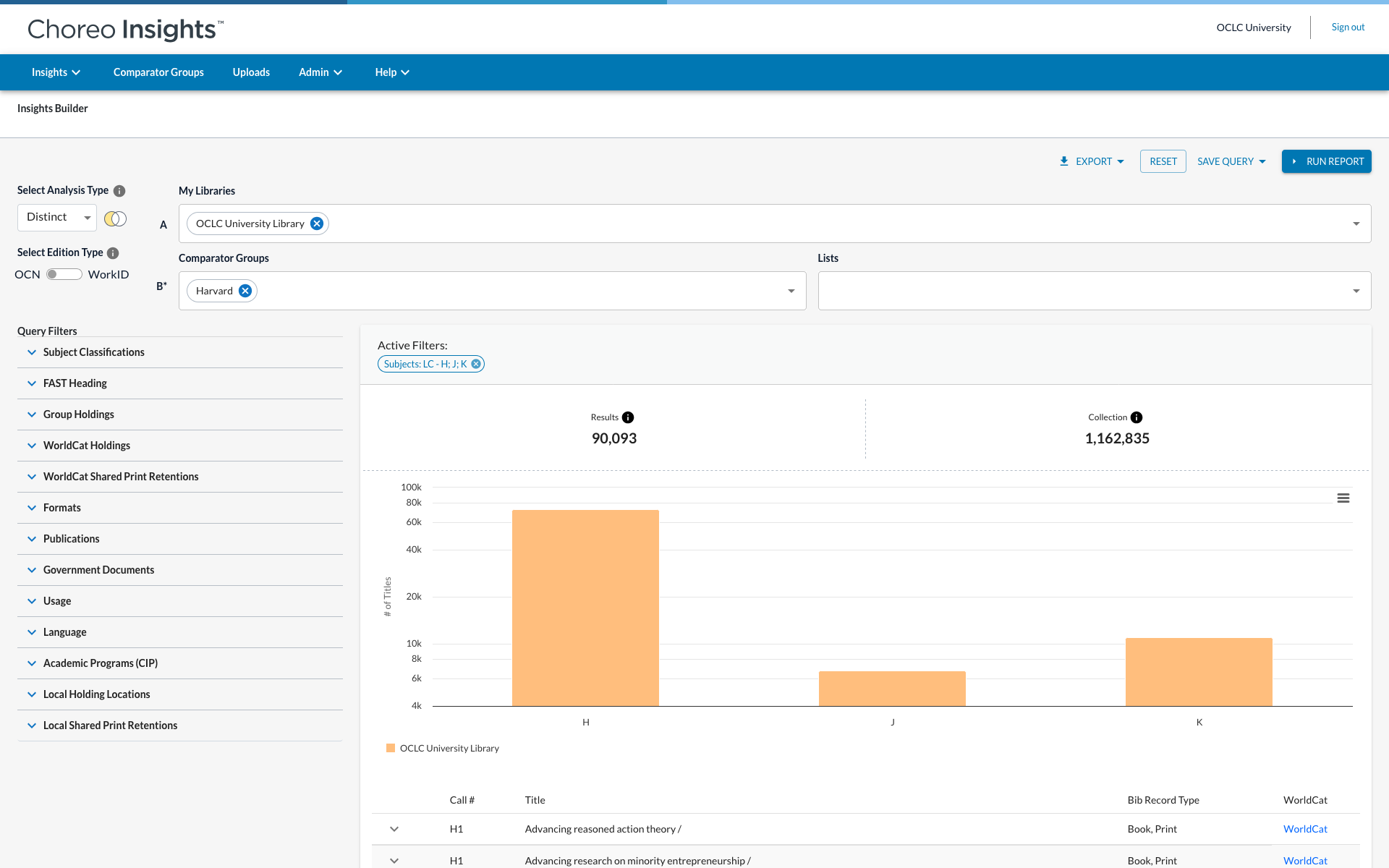 Capture d'écran : Requête distincte